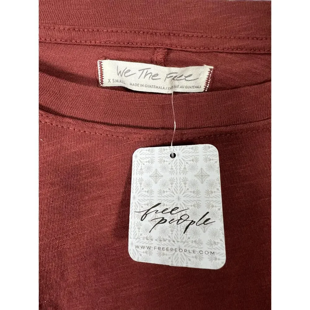 Free People Arden Long Sleeve Crewneck Top Size XS Rust